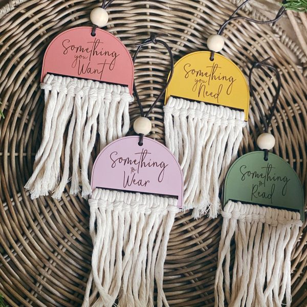Macrame Boho Style Gift Tags   Christmas Stocking Tags - Want, Need, Wear, Read  (Set of 8) Sale