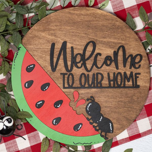 Welcome To Our Home With Watermelon and Ant - Welcome Sign Door Hanger For Sale