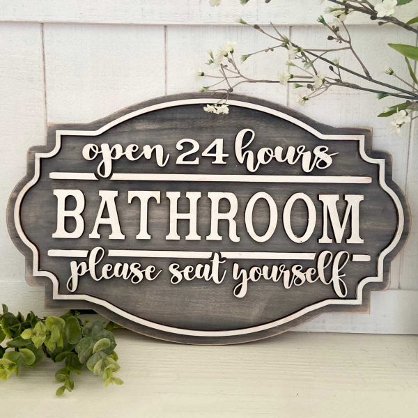 Farmhouse Bathroom Door Sign -  Please Seat Yourself  Sign Sale