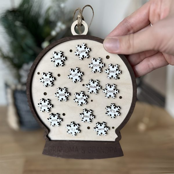 Customizable Family Snow Globe Ornament with Snowflakes Fashion
