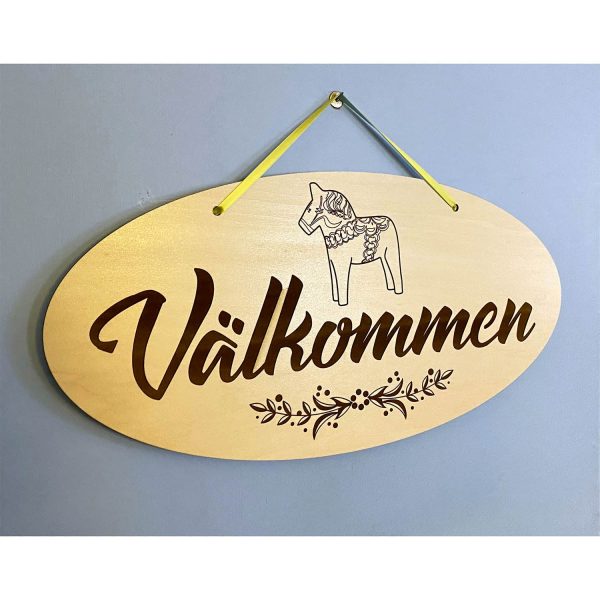 Wonderful Välkommen with Dala Horse (Welcome) Swedish Cheap