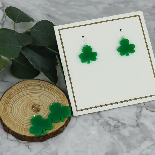 St. Patrick s Day Earrings - Simple Shamrock Dangle Earrings (Set of 2) Supply