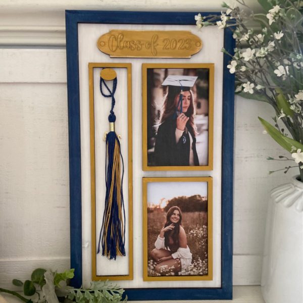 Personalized Graduation Tassel and 2-Picture Display Frame Sign For Sale