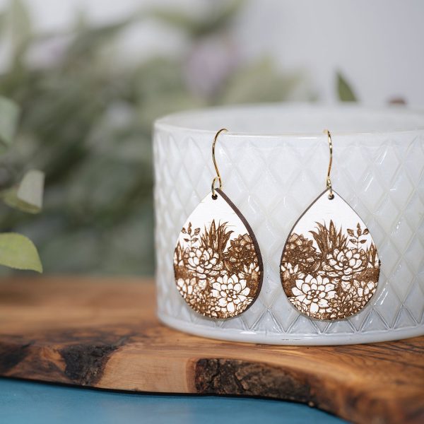 Succulent Dangle Teardrop Earrings Online now