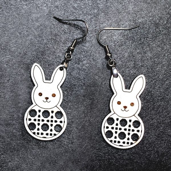 Easter Bunny Rattan Earrings Ver. 1 Fashion