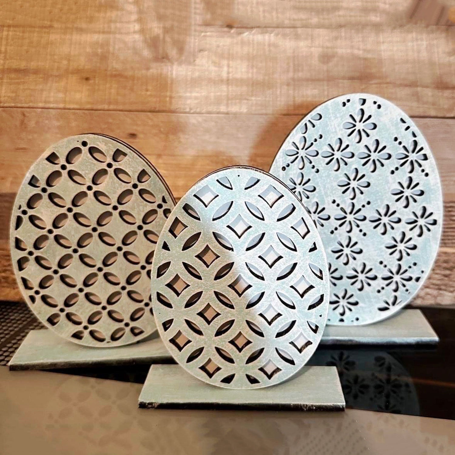 Farmhouse Style Easter Egg Shelf Sitter (Set of 3) Sale