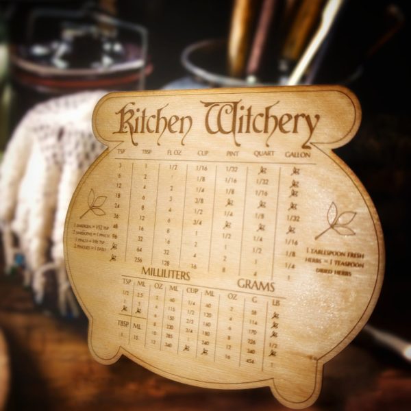 Kitchen Witch Conversion Chart With Metric, Smidgen, Dash, Pinch, and Herbs Magnet or Hanger on Sale