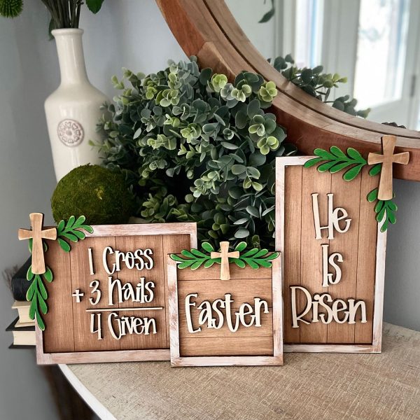 He is Risen Easter Sign (Set of 3) Hot on Sale