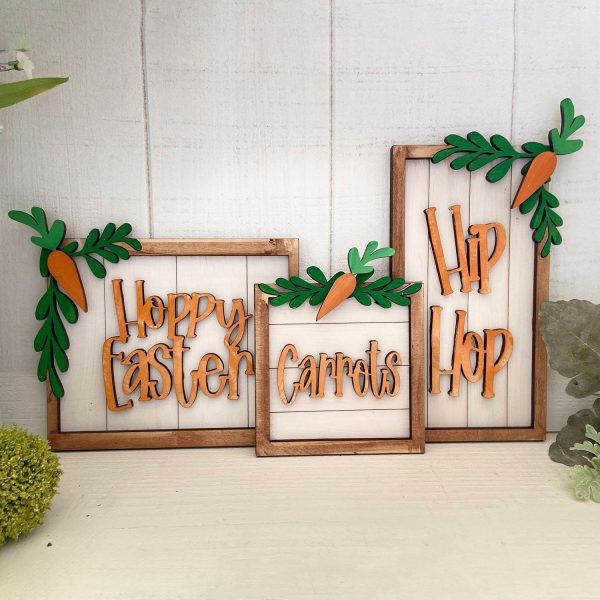 Hoppy Easter Bunny Carrot Patch Sign (Set of 3) For Cheap