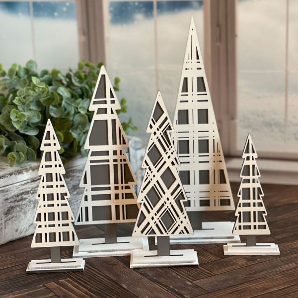 Plaid Winter Trees Shelf Sitters (Set of 5) Sale - Image 3
