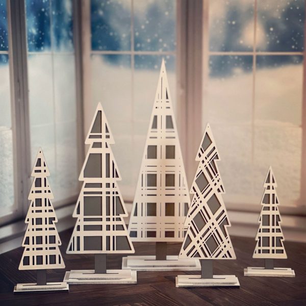 Plaid Winter Trees Shelf Sitters (Set of 5) Sale