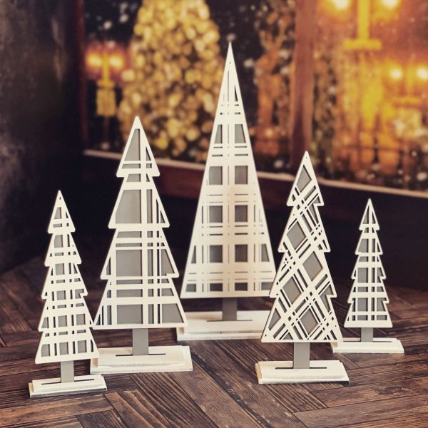 Plaid Winter Trees Shelf Sitters (Set of 5) Sale - Image 5