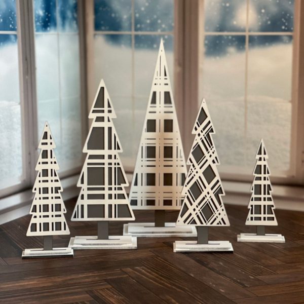 Plaid Winter Trees Shelf Sitters (Set of 5) Sale - Image 4