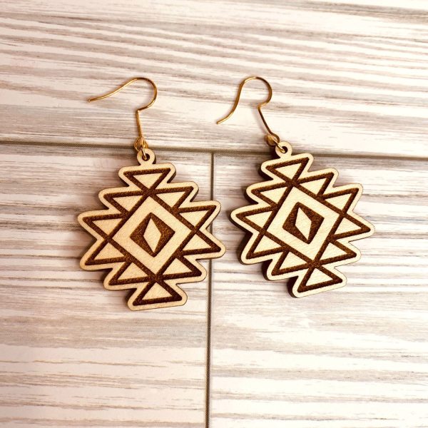 Aztec Pattern Boho Dangle Earrings on Sale